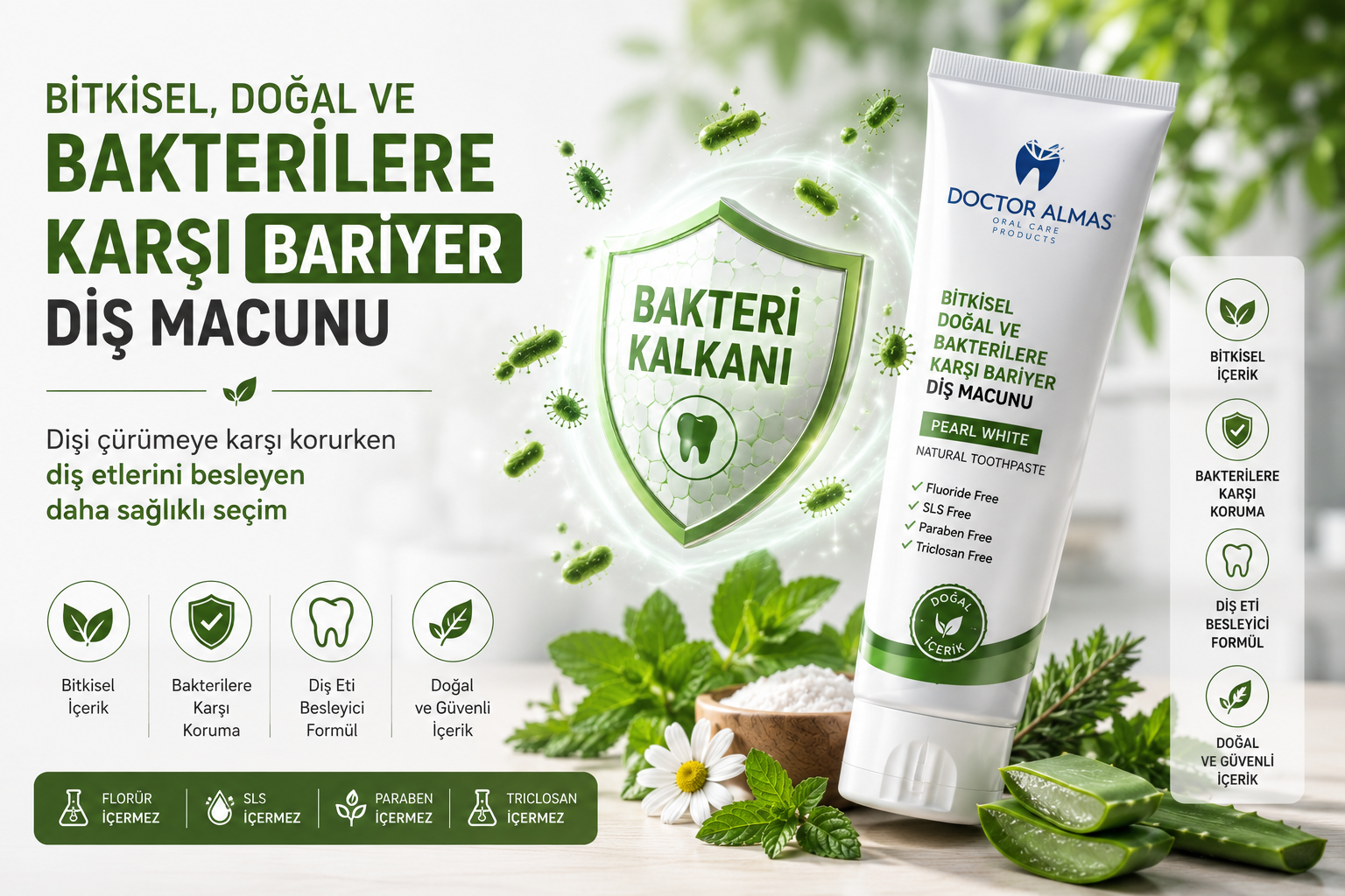 Bitkisel Doğal ve Bakterileri Öldüren Diş Macunu: Dişi Çürümeye Karşı Korurken Diş Etlerini Besleyen Daha Sağlıklı Seçim